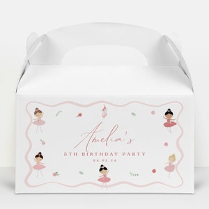 Ballerina Gable Box Label, Ballerina Birthday Favor, Modern Ballerina Favor Bag, Girl Ballerina Party, Pink Dancer Printable Template, 0011