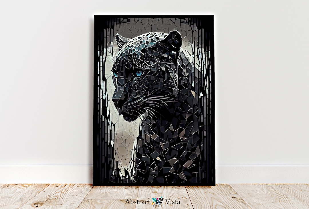 Black Panther Wall Art, Animal Wall Art, Jungle Digital Art, Minimalist Decor, Digital Wall Art