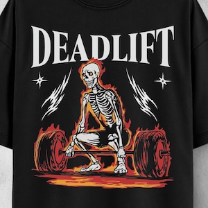Camiseta de esqueleto de peso muerto: camiseta grunge de levantamiento de pesas Y2K