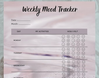 Personalized Mood Tracking for Mental Health and Well-being, Mood Tracker Printable, Self Care, Modern