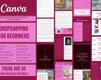 PLR Dropshipping Resell, Done For You Content, E-Book Canva Template, Dropshipping E-Book, Dropshipping Vendors, Proitable Dropshipping List