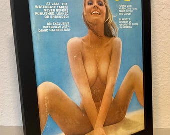 Playboy Art - Cyndi Wood at the Beach - August 1973 - Vintage original cover FRAMED - FREE SHIPPING