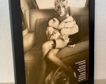 Playboy Art - Bernie Becker in a classic car, like a mafia princess - Vintage original cover from 1973 FRAMED - FREE SHIPPING