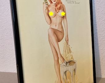 Vargas Girl - "Isn't this a nice spot for a picnic?" - Playboy 1968 - Original Page FRAMED - FREE SHIPPING