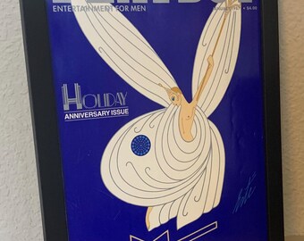 Playboy Art - Iconic Playboy Rabbit, with Folies Bergère dancer - Original vintage cover designed by Erté - 1987  - FRAMED - FREE SHIPPING