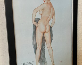 Vargas Girl - "This must have set him back a bundle. I wonder what it will cost me!" - Playboy 1961 - Original page FRAMED - FREE SHIPPING