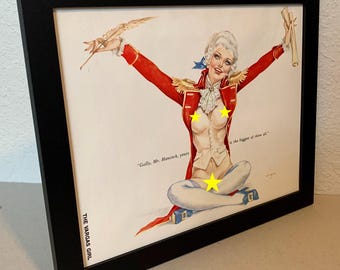 Vargas Girl - "Golly, Mr. Hancock, yours is the biggest of them all" - 1975 - Original page FRAMED - FREE SHIPPING