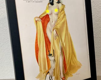 Vargas Girl - "You misunderstood me ... I said I was INSCRUTABLE" - Vintage original page from 1964 - Framed - FREE SHIPPING
