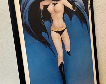 Vargas Girl - Batgirl and her Dynamic Duo - Original magazine foldodut from 1986 - FRAMED - FREE SHIPPING