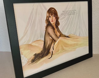 Vargas Girl - "Practicing for the honeymoon" - Vintage original page from 1966 - FRAMED - FREE SHIPPING
