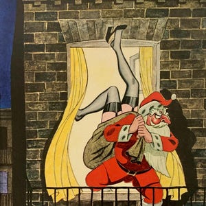 Playboy Holiday Art - Naughty Santa - Vintage original cartoon from 1973 - FRAMED - FREE SHIPPING