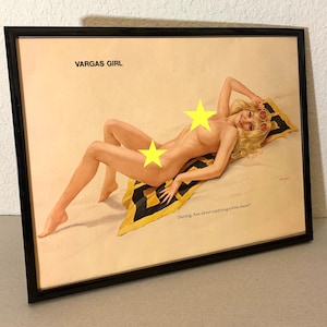 Vargas Girl FRAMED - &quot;Darling, how about supplying a little shade?&quot; - 1971 - Original Page - FREE shipping!