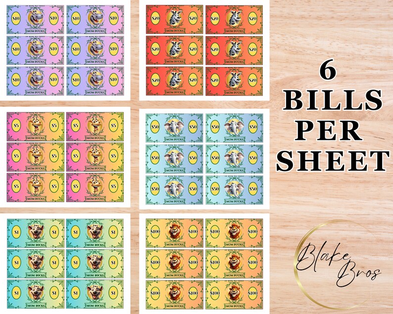 Printable Kids Chore Chart Reward Chart Mom Bucks Play Money Reward Bucks Chore Bucks Behavior ...