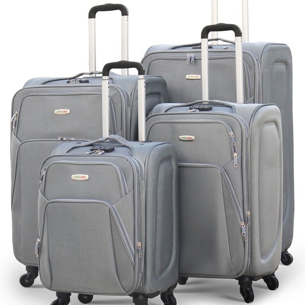 SYED JEE Soft-Shell 4 Pieces Expandable Luggage| Travel 4-Wheel Spinner Suitcase | Durable and Premium Quality