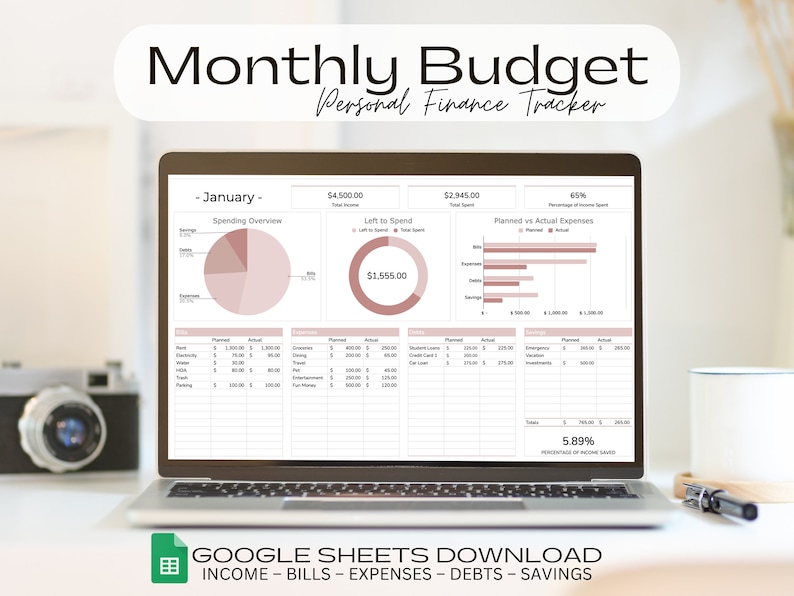Monthly Budget Template Google Sheets Monthly Budget - Etsy