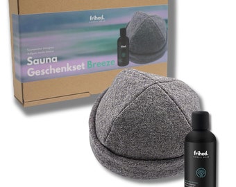 Sauna gift set | Wellness set | for men and women | with sauna hat (stone gray) & infusion Nordic Breeze “Eucalyptus” | hand packed