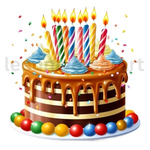 Birthday cake clipart cake clip art cake with candles cake designs for instant download commercial use