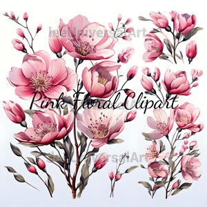 Clipart floral rosa legal lindo casamento em qualquer ocasião flores rústicas rosa claro vintage antigas para download instantâneo para uso comercial