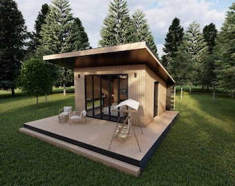 Bungalow House Architectural Plans: Modern Tiny Home (PDF)
