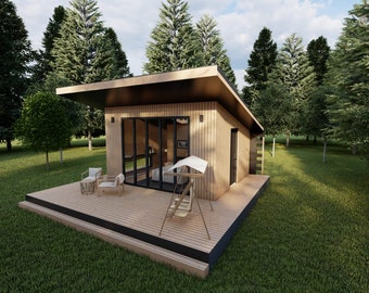 Bungalow House Architectural Plans, Tiny House, Wooden House, Holiday House - 14' 9'' x 13' 2''