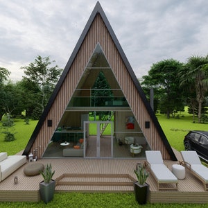 Cadre en A en bois, maison triangulaire, bungalow
