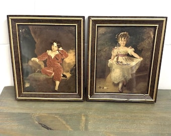 The Red Boy & Lady Georgiana Small Framed Prints in Metal Frames Vintage Wall
