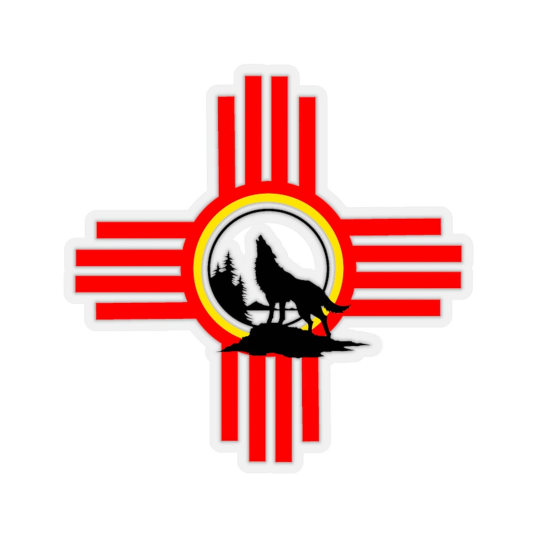 Red Zia Symbol With Yellow Outline Center Moon and Howling Etsy