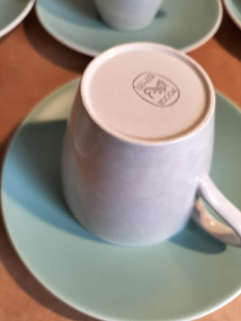 Service à Thé Vintage Poole Pottery - Motif Chantilly, Marron Et Crème, 6 Personnes