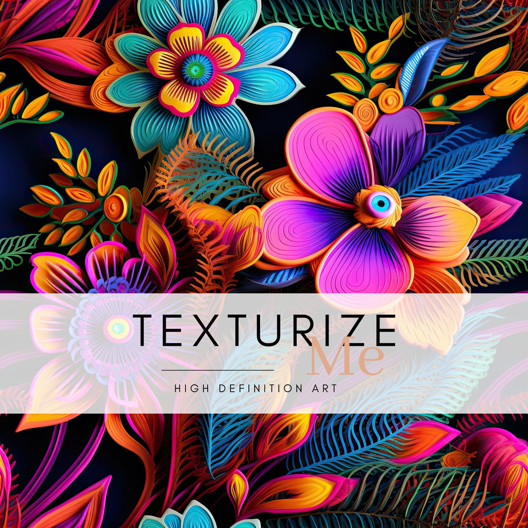 Neon Flowers Seamless Pattern Digital Repeating Pattern - Etsy
