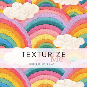 Pastel Rainbow Embroidery-Style Textured Digital Paper, Seamless Rainbow Pattern for Crafting and Scrapbooking, Printable Rainbow Design