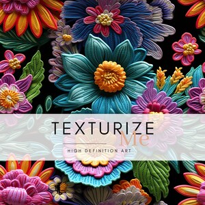 Grillig namaakborduurwerk bloemmotief, digitaal papier, kleurrijke wervelende bloemen, decoratieve naadloze textuur voor knutselen en design