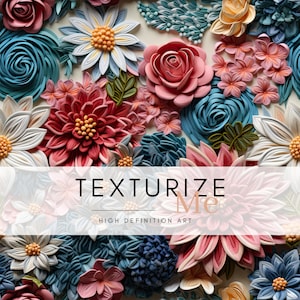 Embroidery seamless pattern, Floral Seamless file, Faux Cottage Core 3d digital paper, fabric printing, wedding invitation, fall florals png