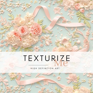 3D gestickte florale nahtlose Textur für das Handwerk - Pastellhochzeitsblumen digitales Papier für Sublimation, Becher, Scrapbooking, PNG