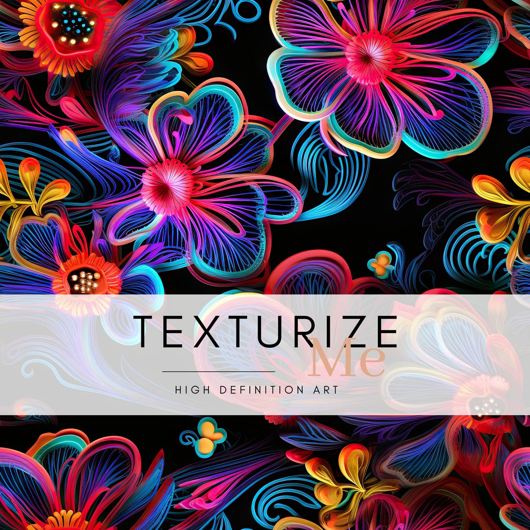 Neon Flowers Seamless Pattern Digital, Repeating Pattern, Digital Paper ...