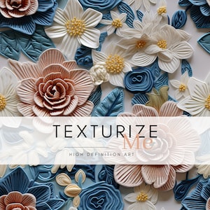 Embroidery seamless pattern, Floral Seamless file, Faux Cottage Core 3d digital paper, fabric printing, wedding invitation, fall florals png