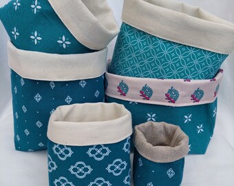 Teal Handmade Fabric Baskets