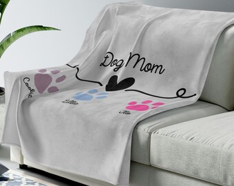 Hondenmoeder, hondenliefhebber cadeau, hondenmoeder deken, cadeau voor hondenliefhebber, gepersonaliseerde hondenmoeder deken, aangepaste hondenmoeder deken gooien