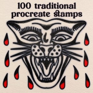 100 old school procreate brush stamps