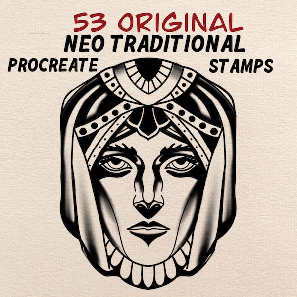 53 neo traditional procreate brushes