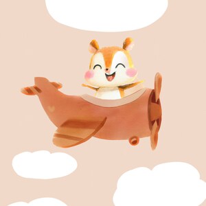 Animal poster squirrel on plane - digital file