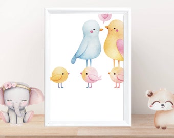 Animal Poster - Bird Family - Premium poster on matte paper