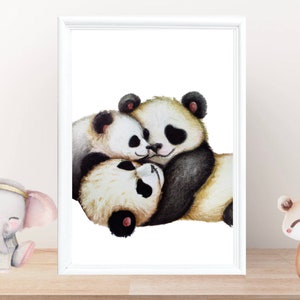 Animal poster - panda, family - digital file