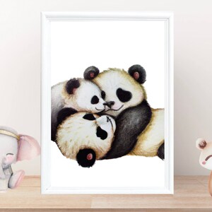 Animal Poster - Panda Family - Premium poster on matte paper