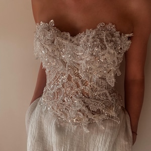 Handmade White Bridal Corset with Embroidery – One of a Kind (Size 38)