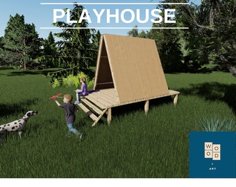 Planes de casas de juegos para niños, hágalo usted mismo con descargas digitales, Casa de juegos moderna para niños, Planes de casas de juegos PDF