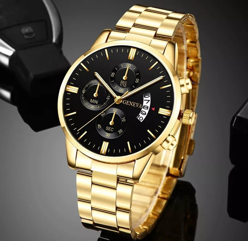 Gold black watch