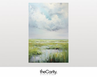 Paisaje de las marismas del sur, obras de arte con encanto del sur, pintura de humedales, arte de la pared de las marismas, impresión digital, ideas para la sala de estar