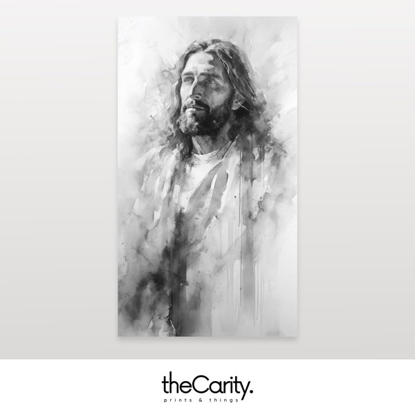 Black and White Print Jesus Etsy