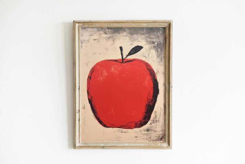 Fruit Apple Art Print Modern Painting Illustration Children Bedroom Home Decor Print on Demand