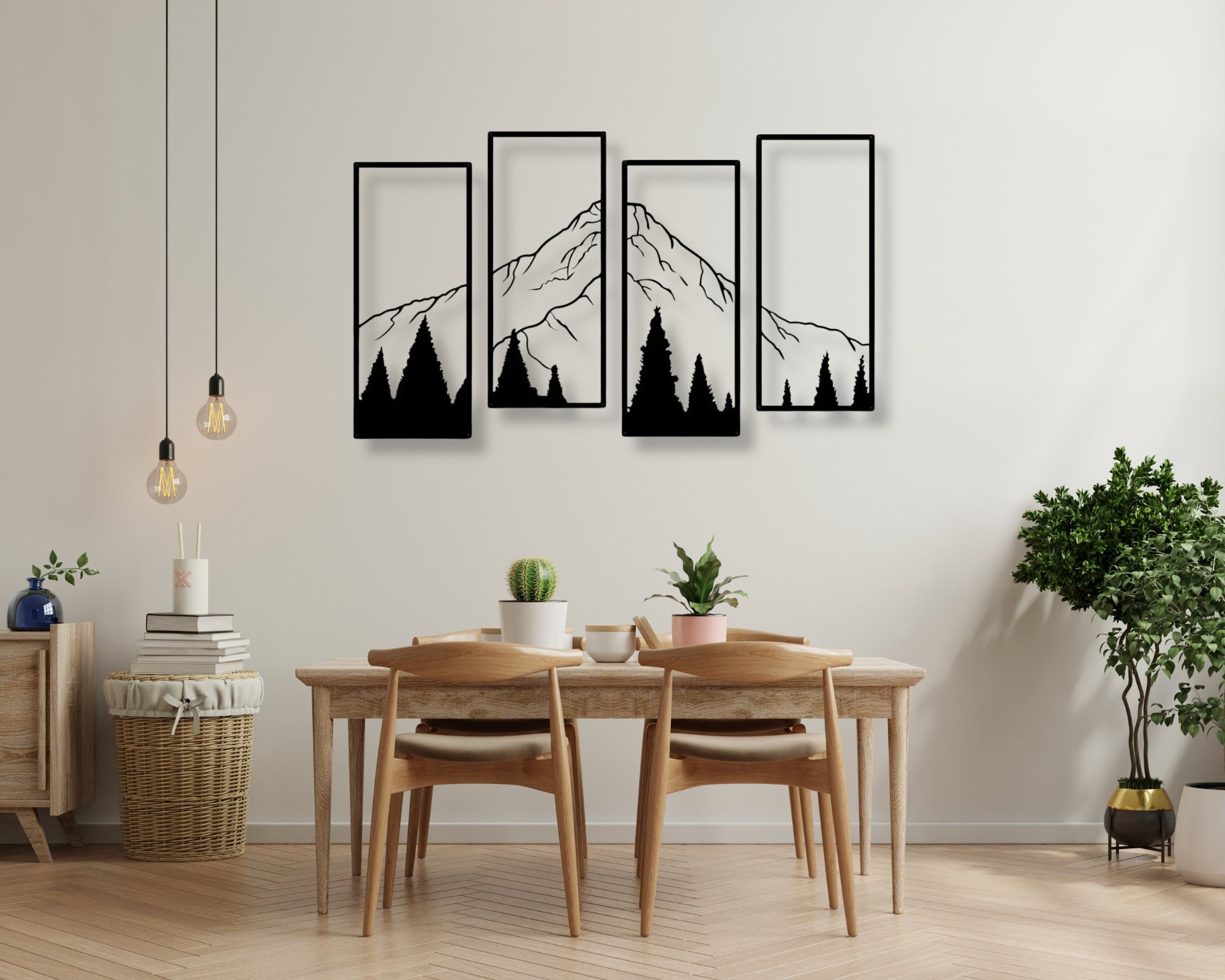 Metal Mountain Wall Decor, Mountain Modern Wall Decor, Forest Mountain ...